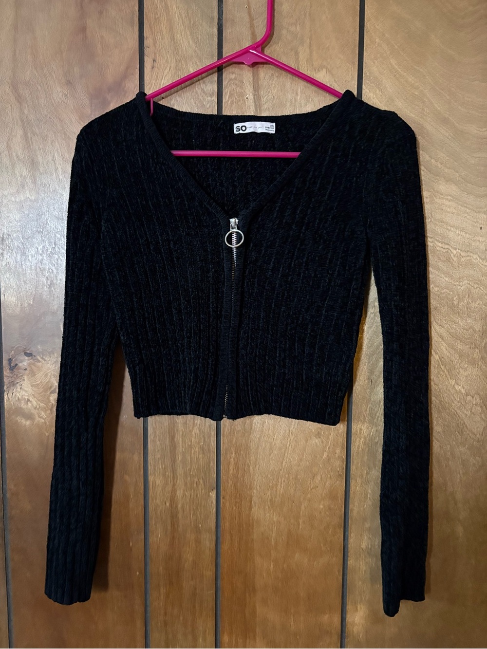 Juniors SO Zip Crop Sweater